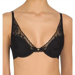 New ~ NATORI ~ Women's Black Cherry Blossom Convertible Plunge Bra Size 34G